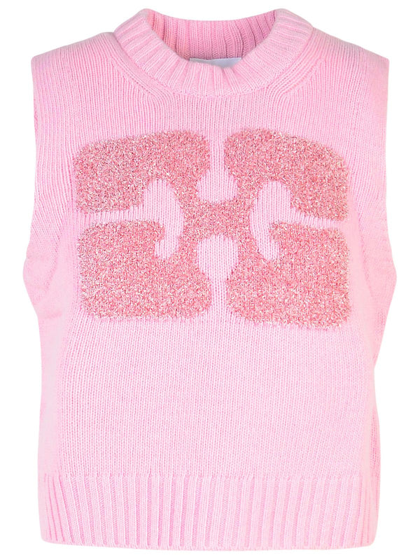 Ganni Pink Wool Myth Vest