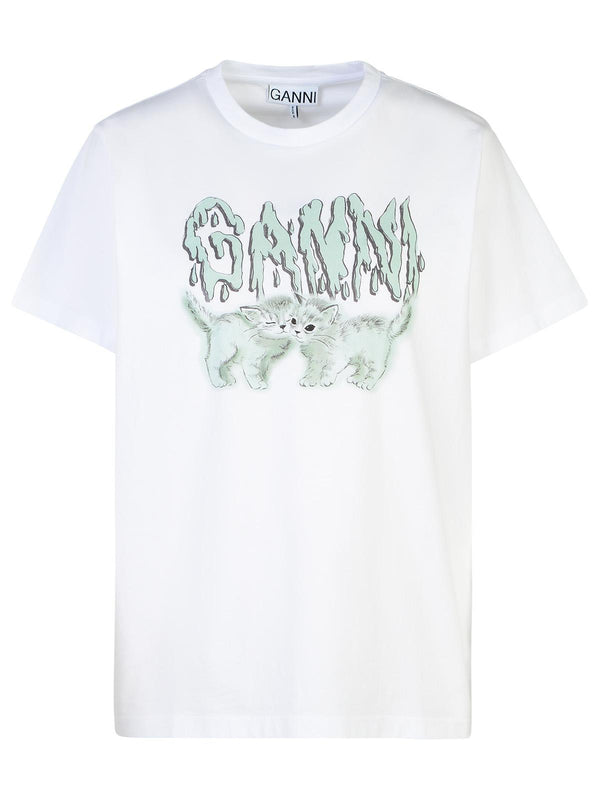 Ganni White Cotton T-shirt