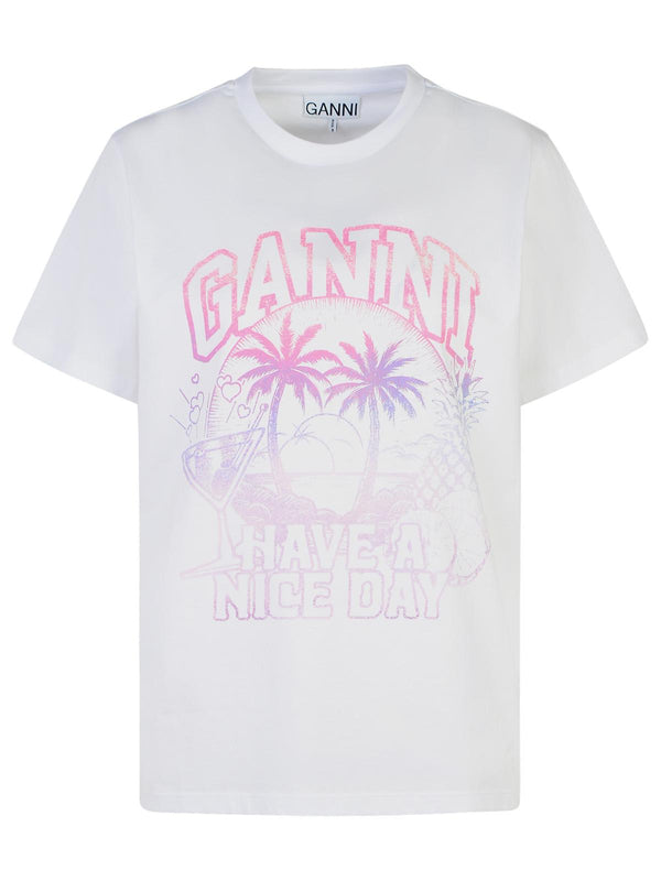 Ganni White Cotton T-shirt