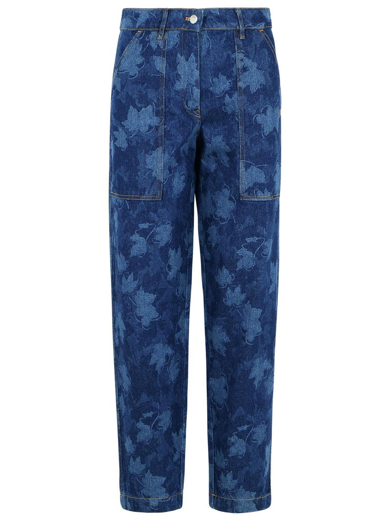 Maison Kitsuné Maison Kitsuné Workwear Blue Denim Jeans Women - World Class Fashion
