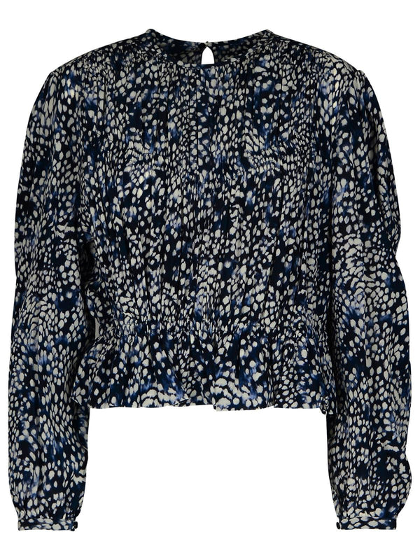 Isabel Marant 'gelina' Blue Silk Blend Blouse