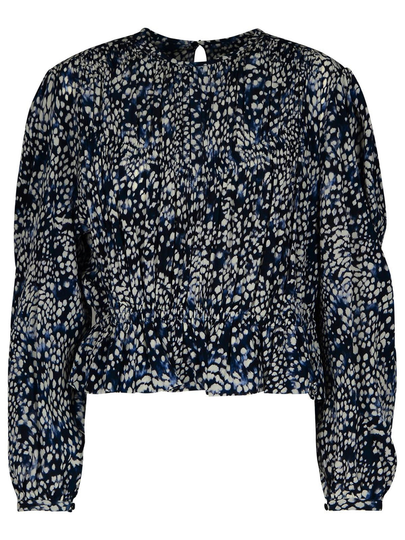Isabel Marant Isabel Marant GELINA Blue Silk Blend Blouse - World Class Fashion