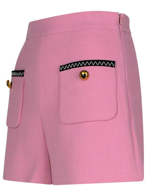 Moschino Pink Virgin Wool Blend Shorts