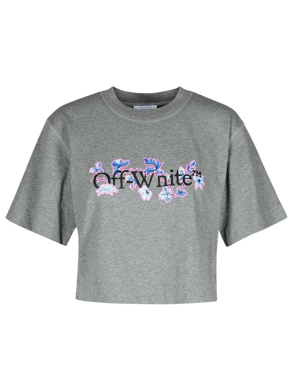 Off-white 'flower' Grey Cotton Crop T-shirt