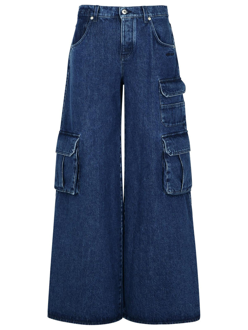 Off-white Off-white Cargo Baggy Jeans Blue Cotton Women - World Class Fashion