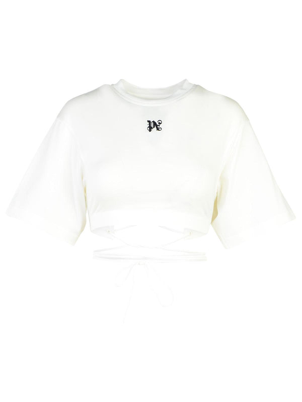 Palm Angels Crop T-shirt In White Cotton