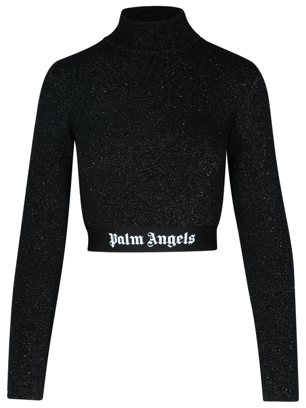 Palm Angels Crop Top In Black Viscose Blend