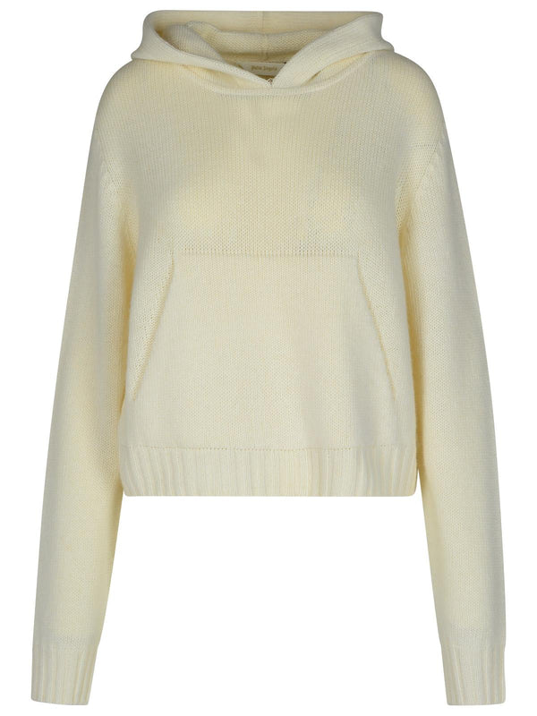 Palm Angels 'curved' Cream Wool Blend Sweater