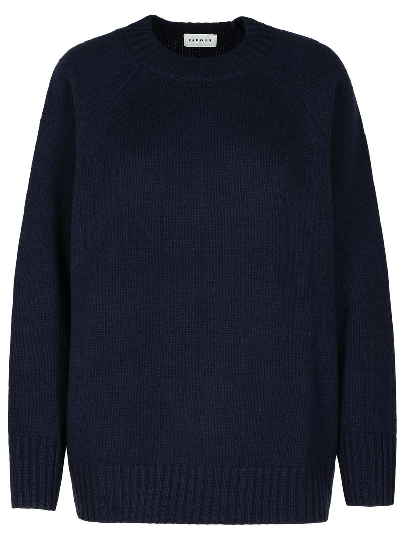 P.a.r.o.s.h. P.a.r.o.s.h. WOOD Blue Cashmere Sweater - World Class Fashion