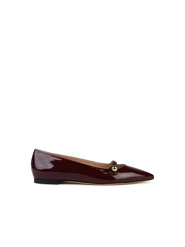 Casadei 'cleo' Burgundy Shiny Leather Ballet Flats