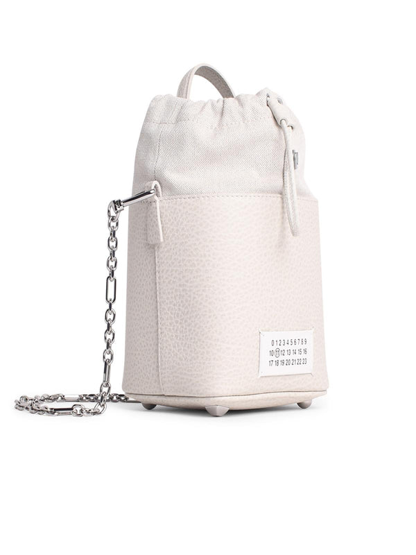 Maison Margiela 'sac' Bucket Bag In Light Grey Leather