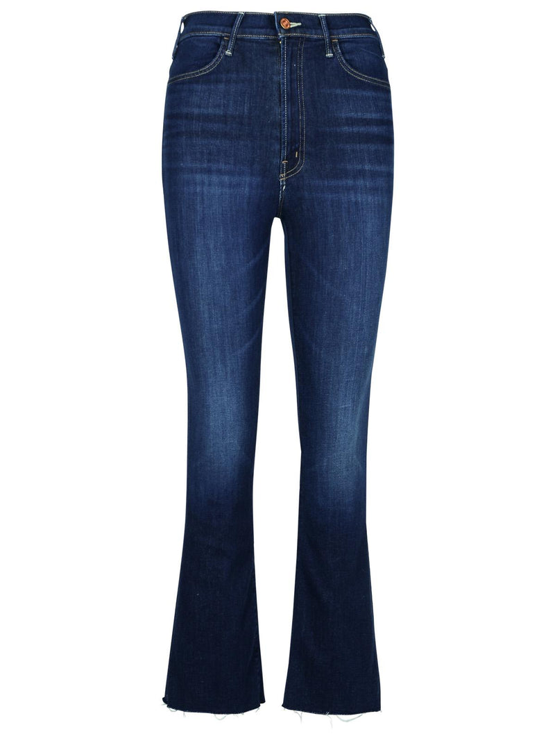 Mother Mother HUSTLER Dark Blue Cotton Blend Jeans - World Class Fashion