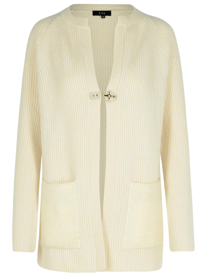 Fay Fay Wool Blend Cardigan Beige Women - World Class Fashion