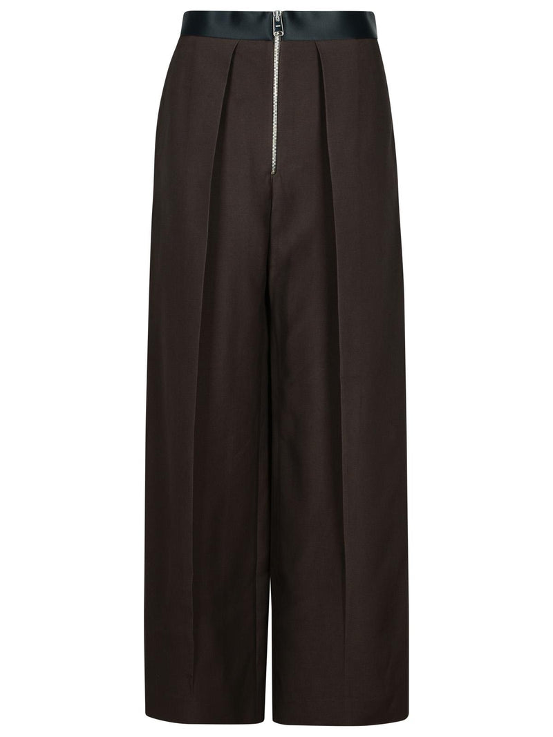 Khaite Pantalones Khaite 'MARINE' de mezcla de viscosa marrón - World Class Fashion