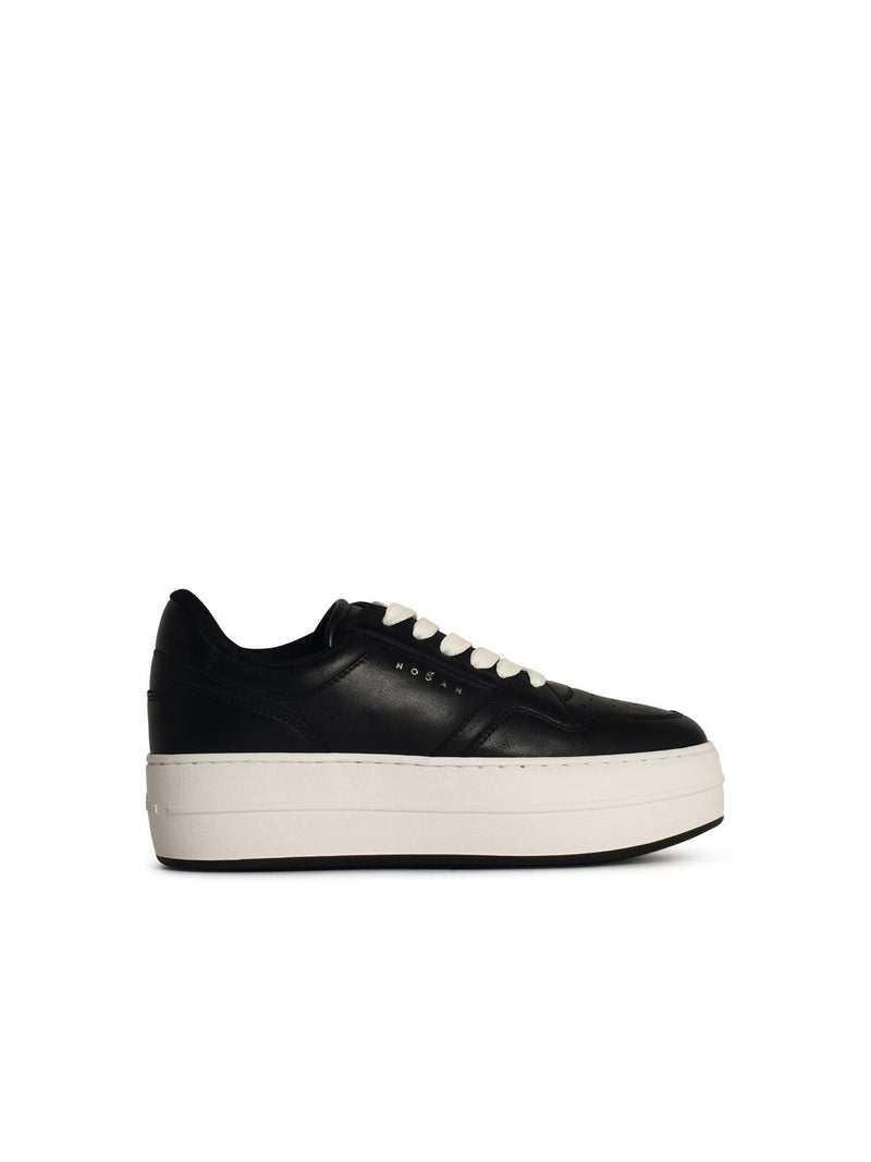 Hogan Zapatillas Hogan H670 de cuero negro para mujer - World Class Fashion