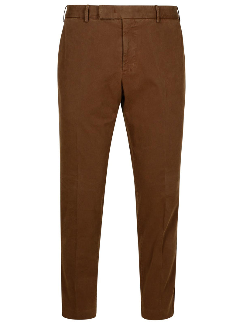 Pt01 Pt01 'REBEL' Brown Cotton Blend Pants - World Class Fashion