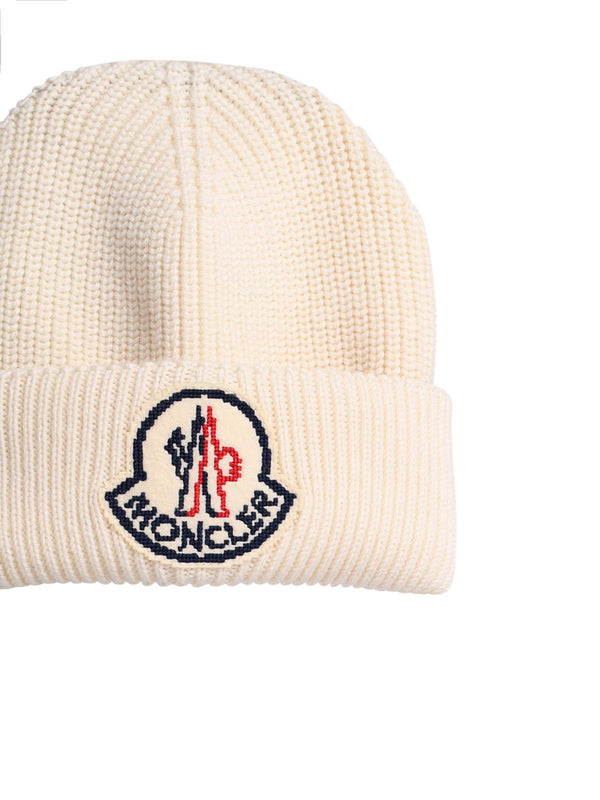 Moncler Cream Virgin Wool Beanie