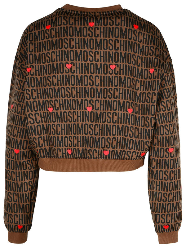 Moschino Logo Brown Cotton Blend Sweatshirt