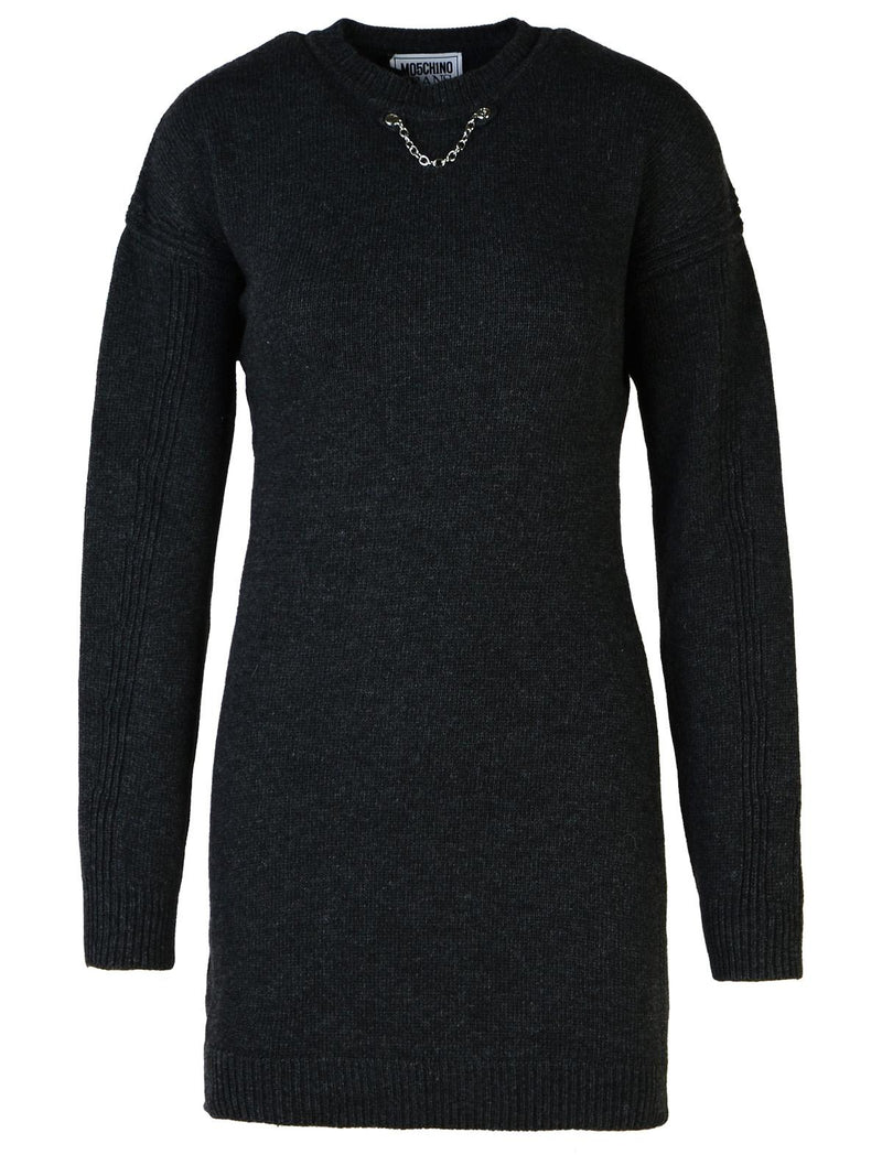 Moschino Jeans Vestido Moschino Jeans de mezcla de lana gris oscuro - World Class Fashion