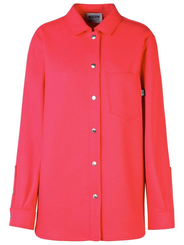 Moschino Jeans Oversized Fuchsia Wool Blend Shirt