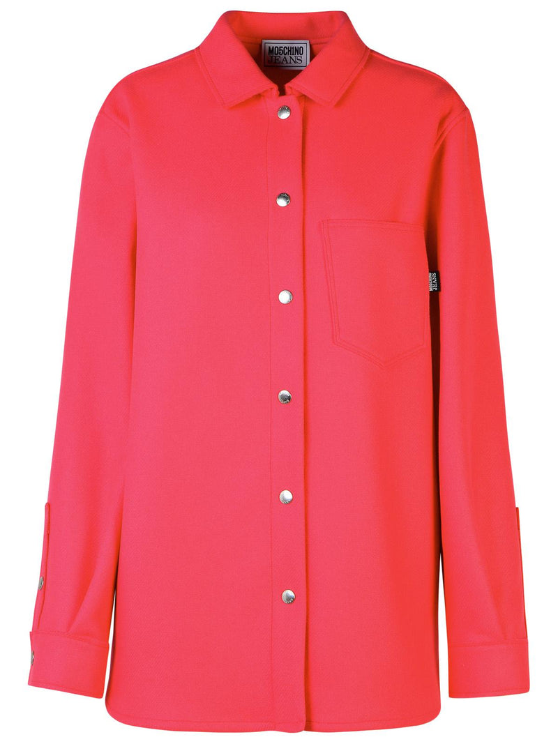 Moschino Jeans Moschino Jeans Oversized Wool Blend Shirt Fuchsia - World Class Fashion