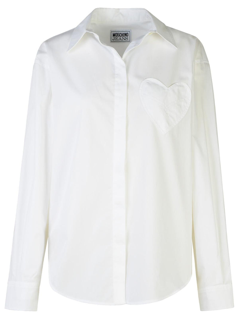 Moschino Jeans Moschino Jeans Heart Pocket Cotton Shirt White - World Class Fashion