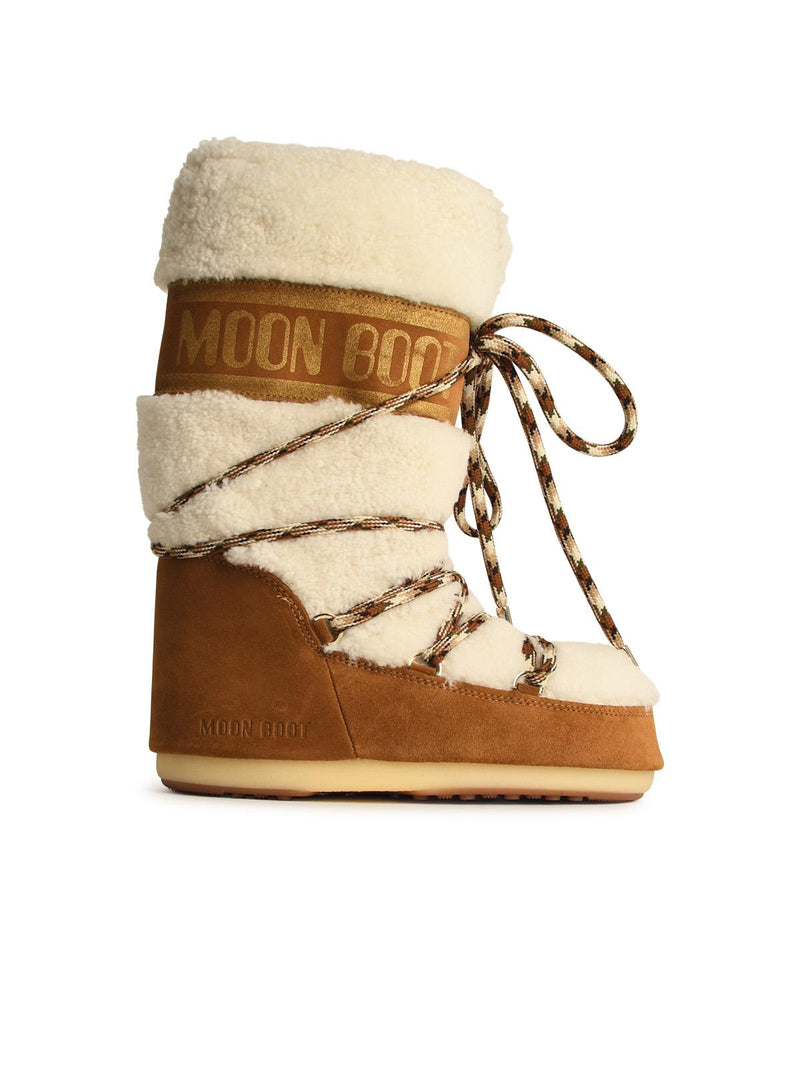 Moonboot Moonboot Moon Boot 'ICON' In Beige Shearling - World Class Fashion