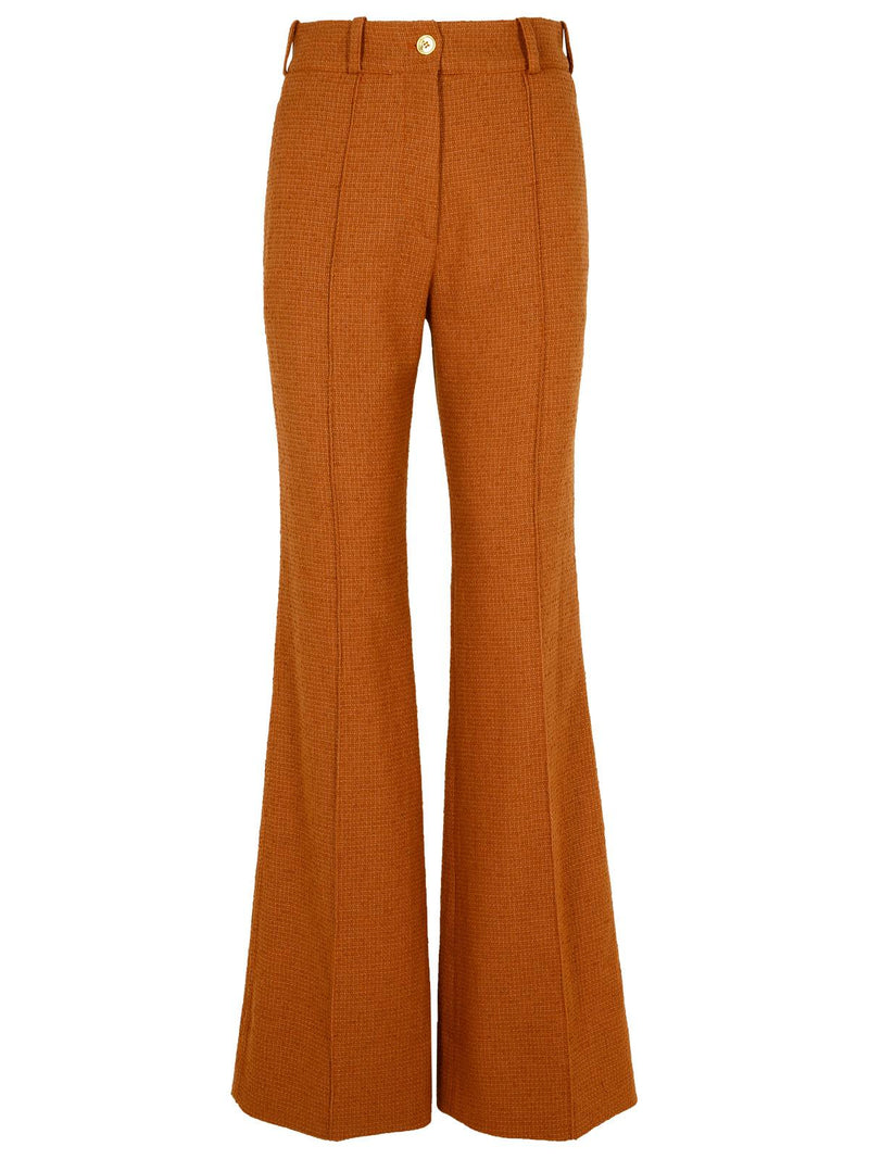 Patou Pantalones Patou acampanados de mezcla de lana marrones para mujer - World Class Fashion