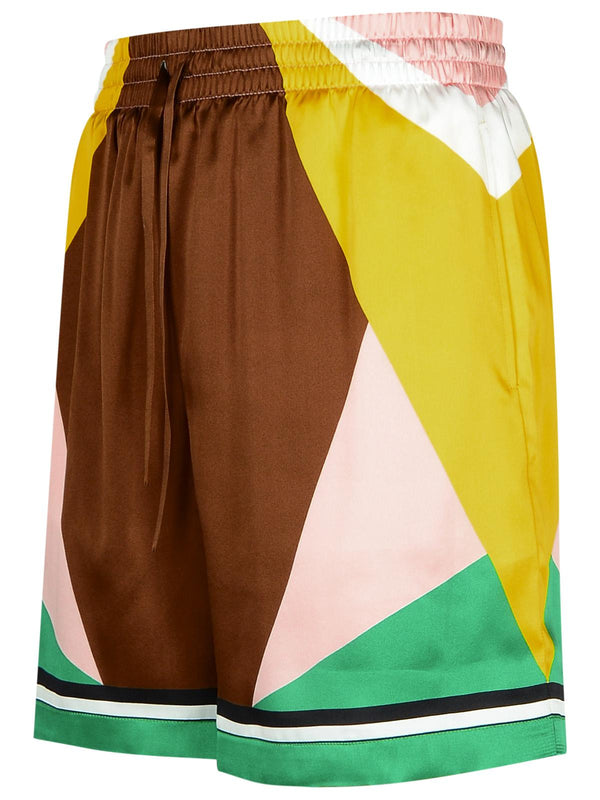 Casablanca 'geometric' Multicolor Silk Bermuda Shorts