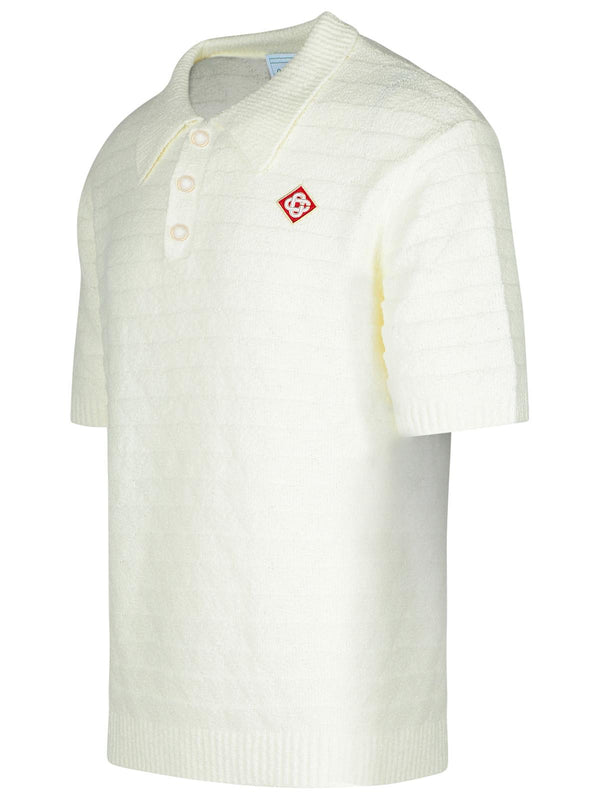 Casablanca White Cotton Blend Polo Shirt