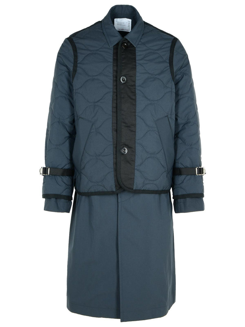 Sacai Sacai Quilted Polyester Parka Navy Men - World Class Fashion