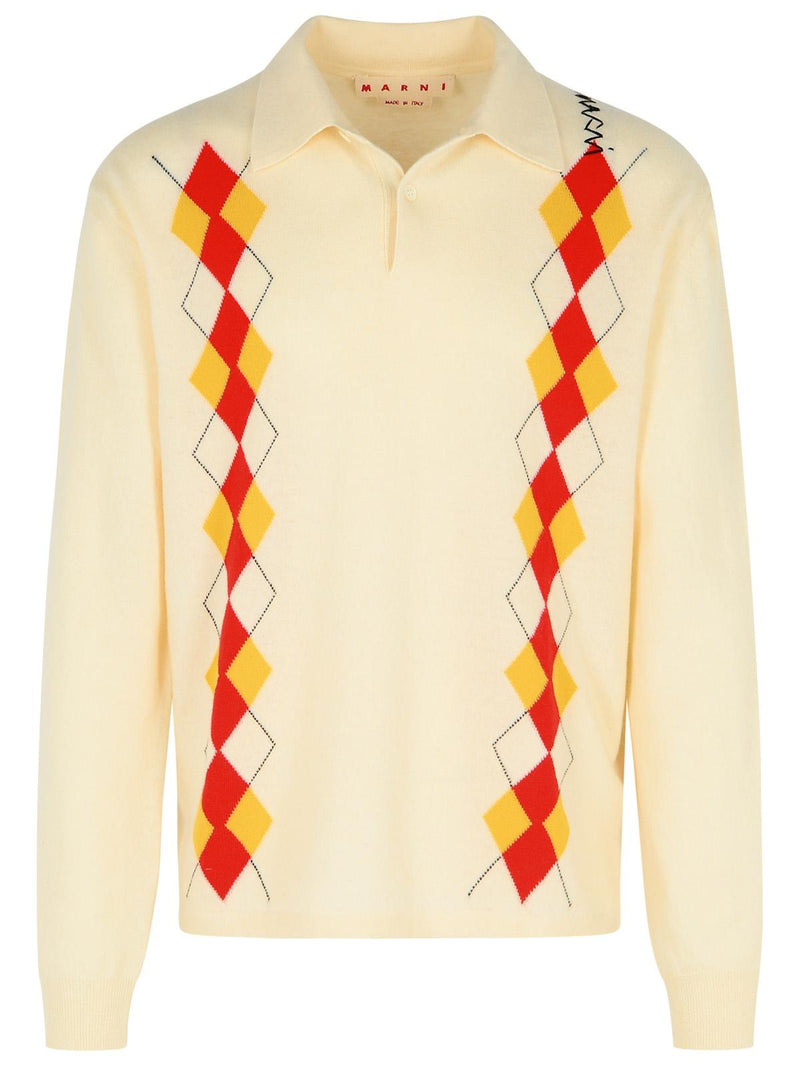 Marni Marni Virgin Wool Polo Shirt Ivory Men - World Class Fashion