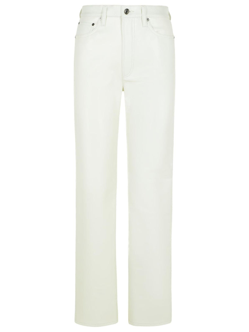 Agolde Agolde '90'S Pinch' White Recycled Leather Blend Jeans - World Class Fashion