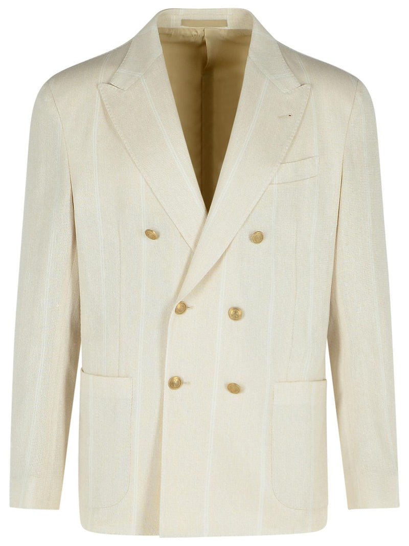 Eleventy Eleventy Cotton Blend Blazer Cream Men - World Class Fashion