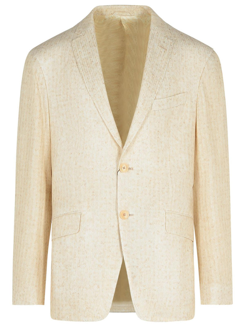 Etro Etro Cream Linen Blend Blazer Men - World Class Fashion