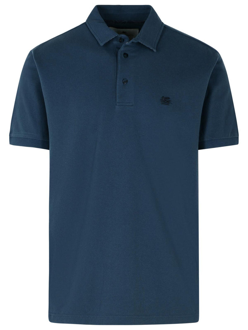 Etro Etro 'ROMA' Navy Cotton Polo Shirt Men - World Class Fashion