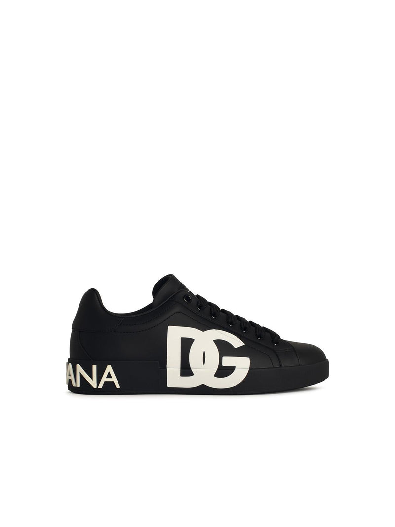 Dolce & Gabbana Dolce & Gabbana Portofino Black Leather Sneakers Men - World Class Fashion