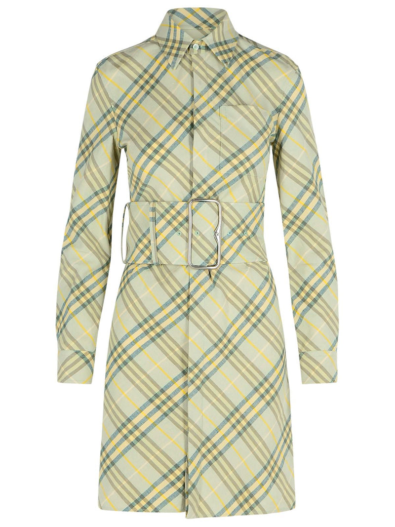 Burberry Burberry Check Green Linen Dress Women - World Class Fashion