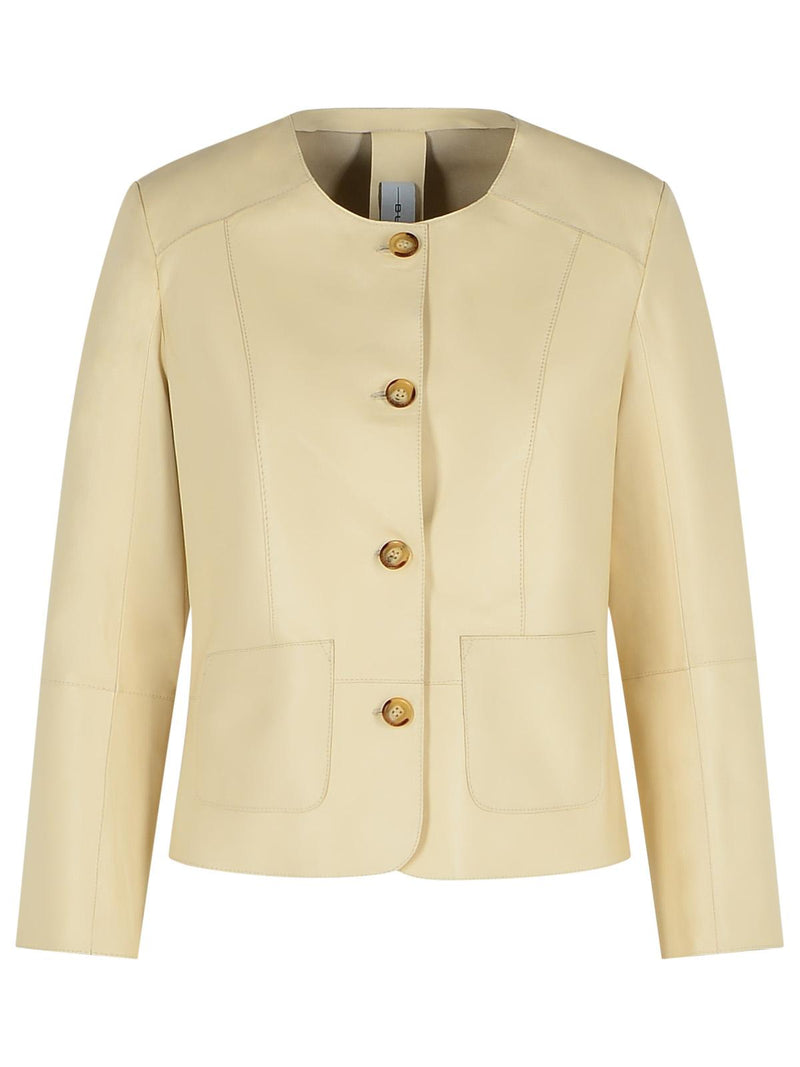 Bully Chaqueta de cuero marfil Bully para mujer - World Class Fashion