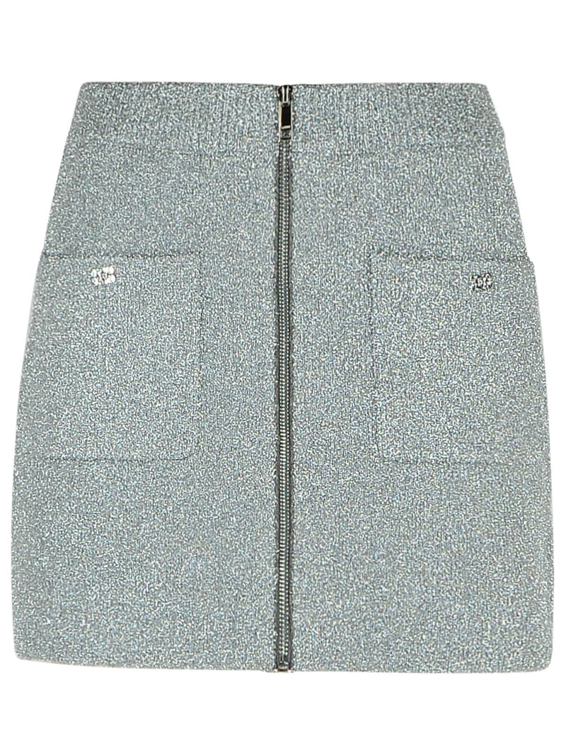 Ganni Ganni SPARKLE Silver Wool Blend Miniskirt - World Class Fashion