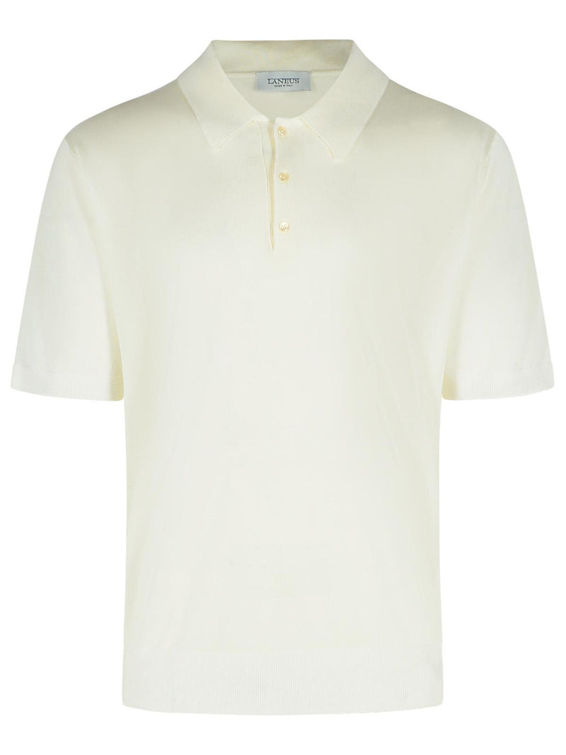 Laneus Laneus Lyocell Polo Shirt Cream Men - World Class Fashion