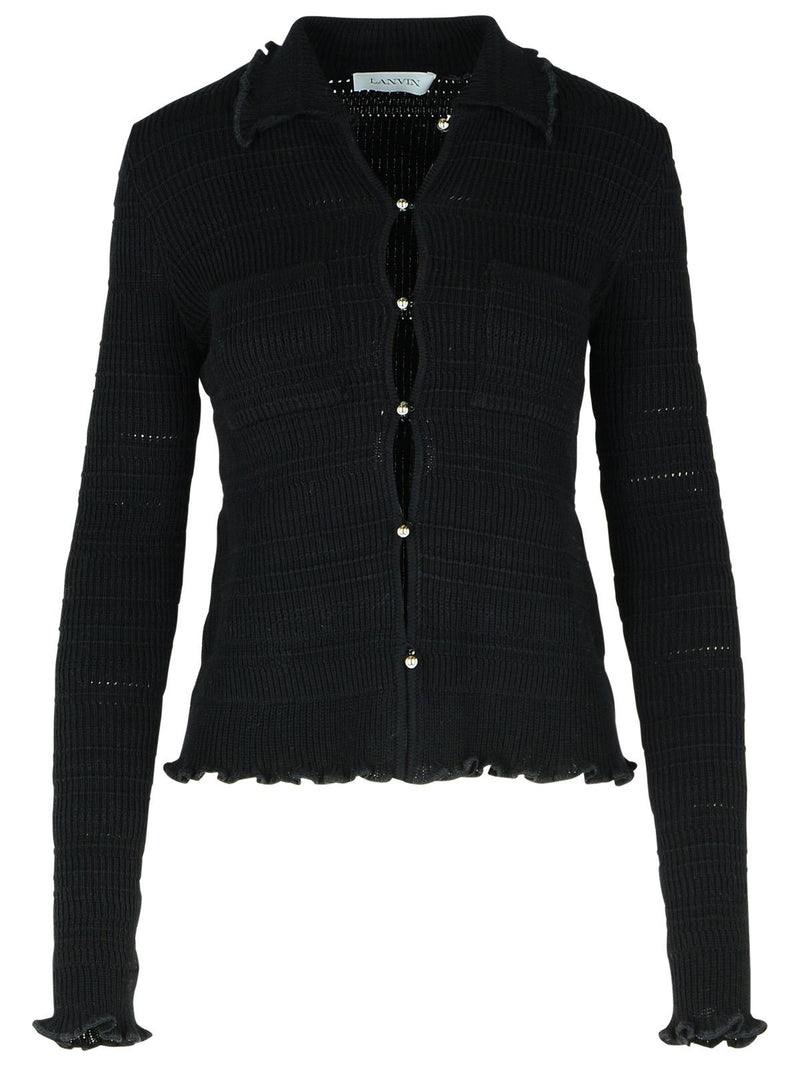 Lanvin Lanvin Ribbed Black Cotton Cardigan Women - World Class Fashion