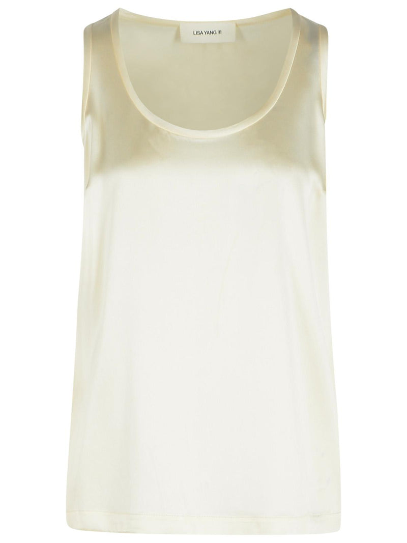 Lisa Yang Lisa Yang 'SCOOP' Ivory Silk Tank Top - World Class Fashion