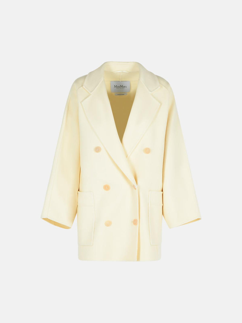 Max Mara Abrigo Max Mara TEDDY Crop de mezcla de lana blanca - World Class Fashion