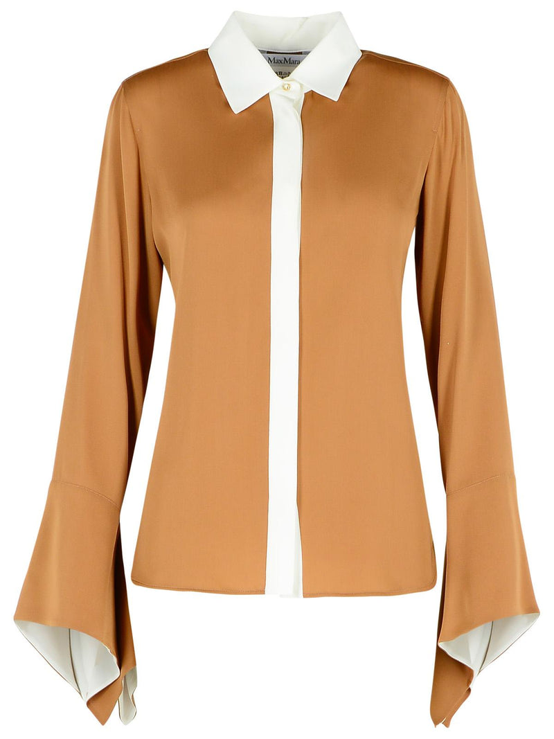 Max Mara Max Mara 'PIO' Silk Shirt Beige Women - World Class Fashion