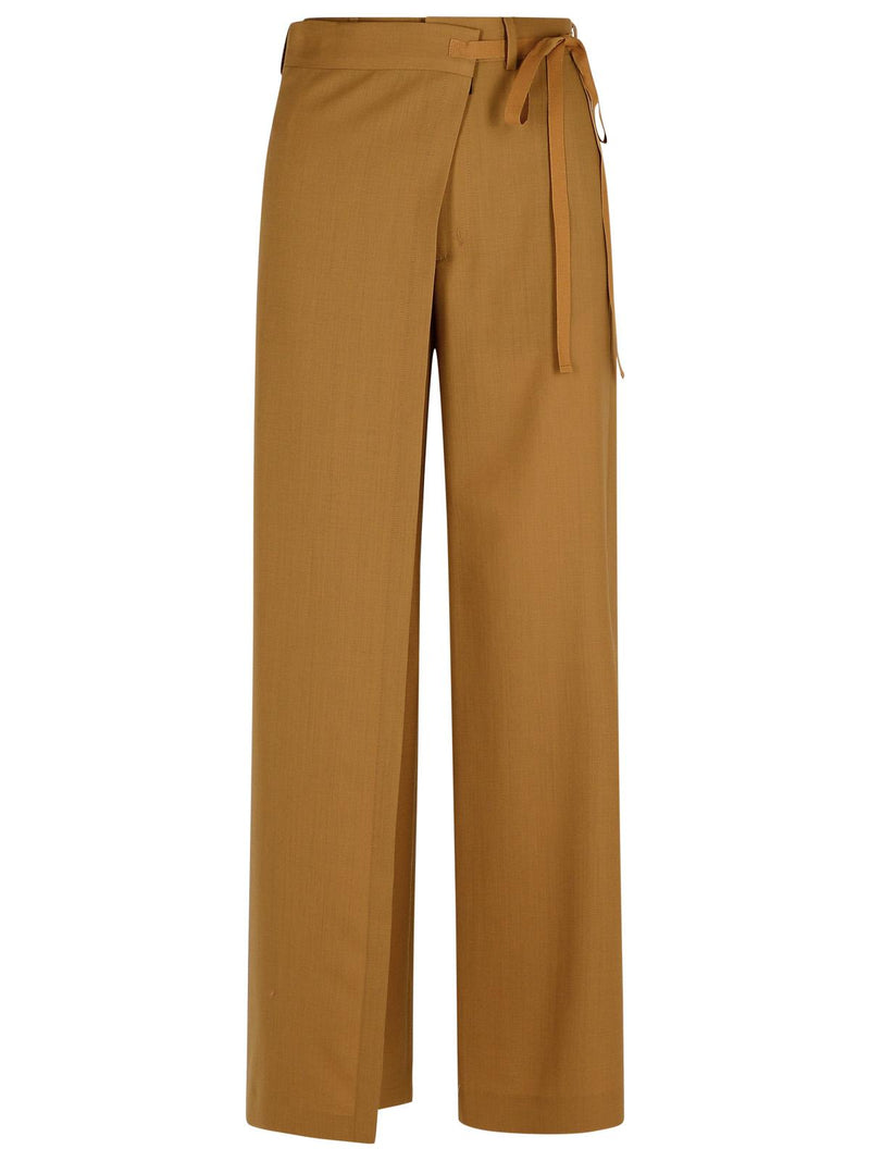 MM6 Maison Margiela MM6 Maison Margiela Pantalones de Lana Beige Mujer - World Class Fashion