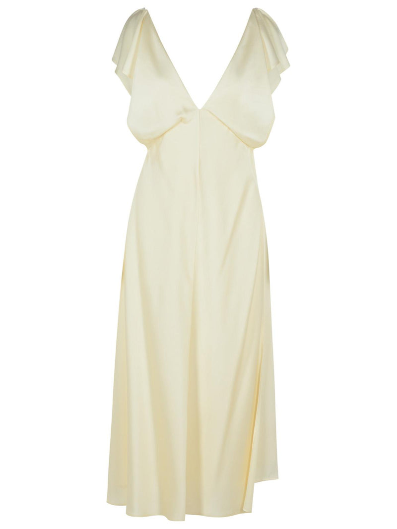 Jil Sander Vestido Jil Sander de mujer en mezcla de viscosa color marfil - World Class Fashion