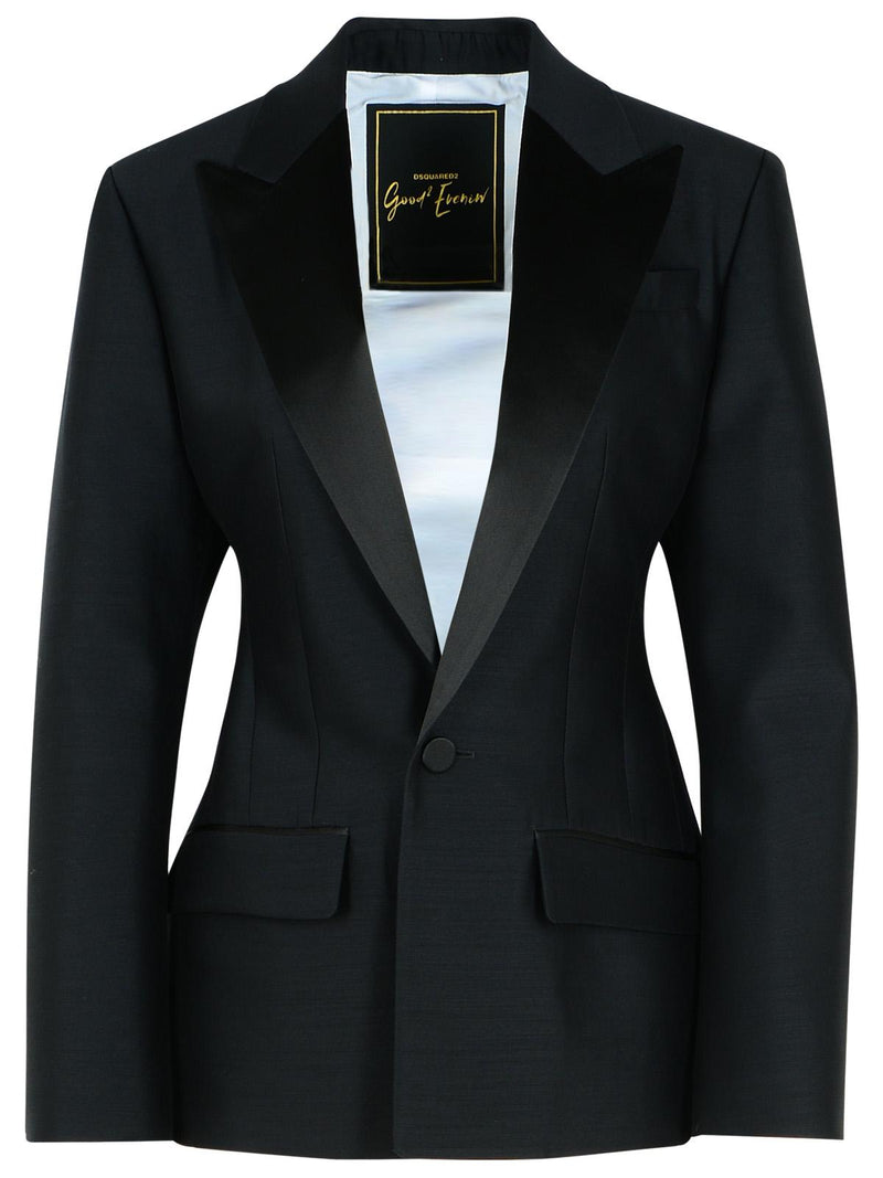 Dsquared2 Dsquared2 'DAN' Black Virgin Wool Blend Blazer - World Class Fashion