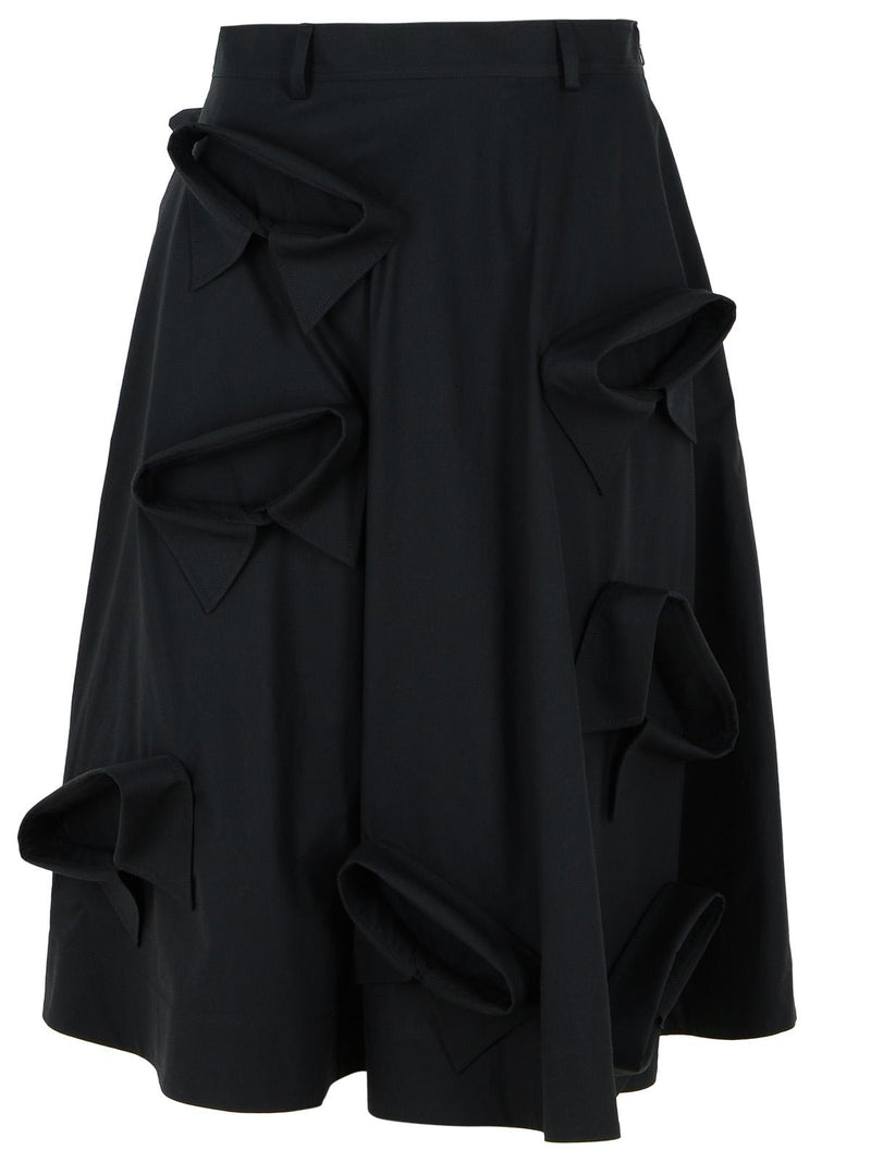 Moschino Moschino Falda de algodón negra con cuello decorativo - World Class Fashion