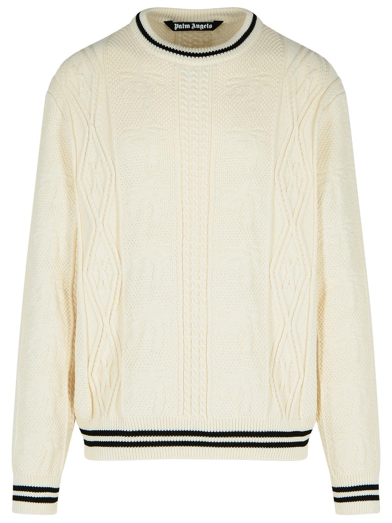 Palm Angels Suéter de mezcla de algodón Palm Angels, color blanco - World Class Fashion